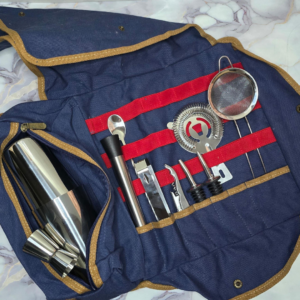 Set coctelera acero inox. 700/600ml + bolso elegante